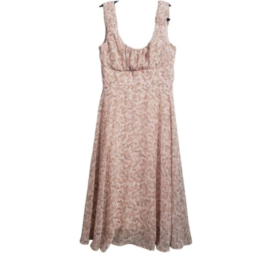 Connected Apparel Womens Floral Pink Sleeveless‎ Midi Dress Size 10 Cottagecore
